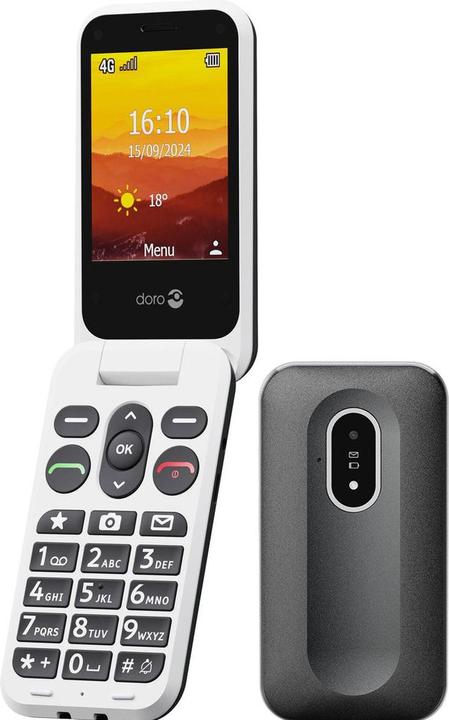 Produktbild Doro Leva L20, Clamshell, Single SIM, 7,11 cm (2,8"), 2 MP, 1150 mAh, Schwarz, Weiss (2.80", 2 Mpx, 4G)
