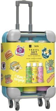 Hiskin Set Travel Mini Suitcase Hair Shampoo 95Ml + Hair Conditioner 95Ml + Shower Gel 95Ml Yellow (Haarpflege set)