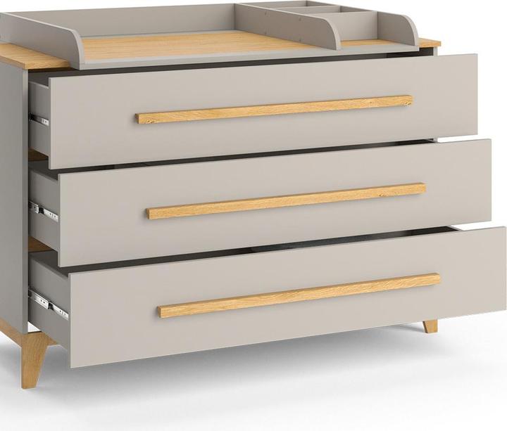 VitaliSpa Changing dresser Malia, Cashmere oak, 133 x 98 cm XL with 3 drawers