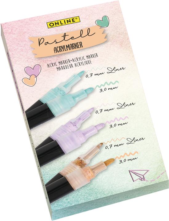 Online Pastel Acrylic Set (Mehrfarbig, 3 mm, 5 x)