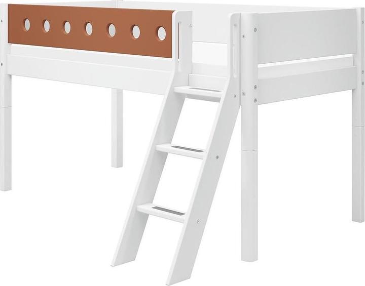 Flexa Halbhohes Bett White mit schräger Leiter (90 x 200 cm)