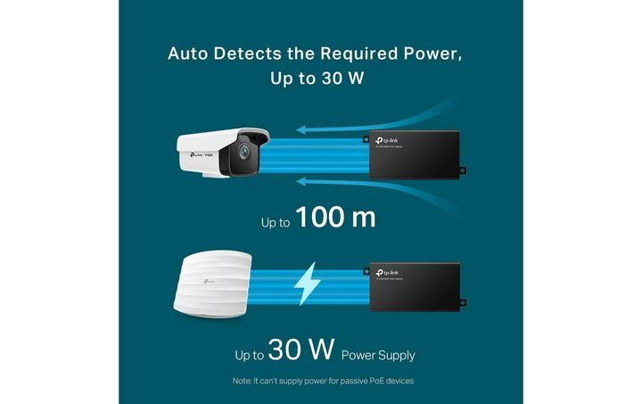 Immagine prodotto TP-Link Adattatore iniettore PoE+ TL-POE160S Porte LAN Ethernet (RJ-45) 1x10 (802,3at (PoE+), 802.3af (PoE), 30 W)