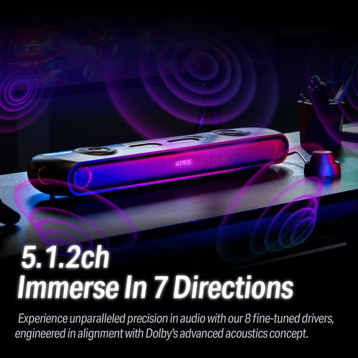 Actual product image OXS Thunder Pro Gaming Soundbar 5.1.2 Dolby Atmos Sound System (180 W, 5.1.2 Channel)