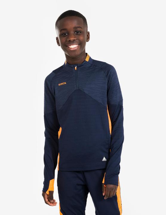 Kipsta Kinder Fussball 1/2 Zip - CLR marineblau/orange (12, 13, 14)