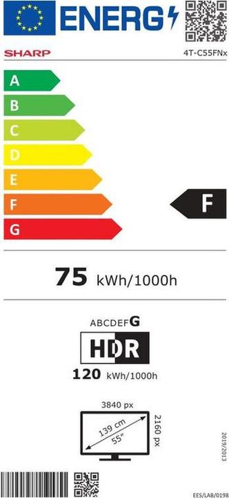 Energy Label Sharp 55FN4EA 4K UHD LED Android TV 55" (139 cm) (55", LED, 4K)
