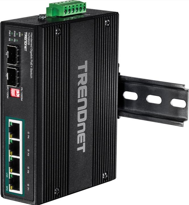 Actual product image Trendnet Industrial Switch 4 Port Gbit Unman. L2 PoE+ (6 Ports)