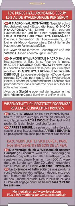 Valeurs nutritives et ingrédients L'Oréal Paris Revitalift (30 ml)