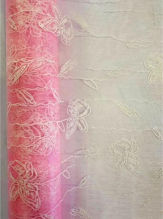 Immagine prodotto GuGus Tessuto da decorazione "Organza" arrotolato e tagliare il rosa Stampa di farfalle 36 cm x 300 cm
