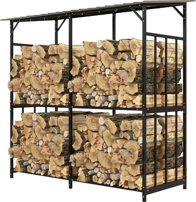 Actual product image Swisshandel24 Kaminholzregal aussen, Kaminholzunterstand 1,17 m³ Brennholzregal mit Metalldach