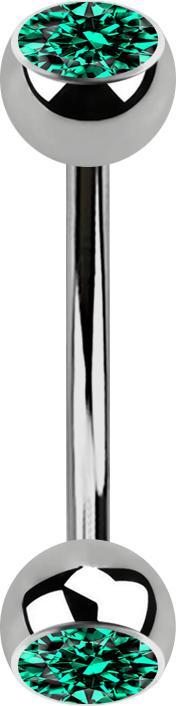 Produktbild Star Piercing Micro Banane silber mit zwei Kugeln Kristall türkis (ohne Messing, Titan G23)