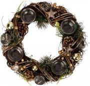 IKO Adventskranz rund in gold/braun für Teelichter d=3
