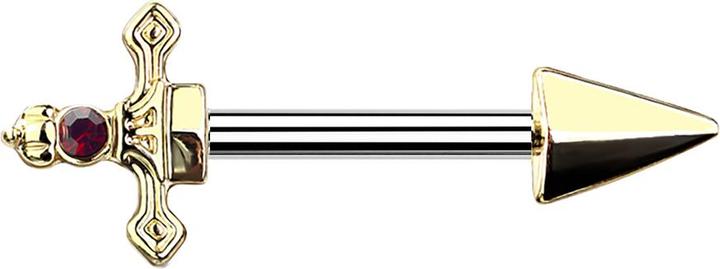 Star Piercing Barbell vergoldet Dolch (Chirurgenstahl 316L, Messing)