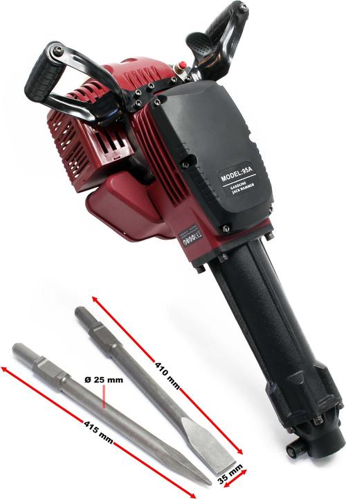Actual product image Wiltec Demolition Hammer 2.5HP 55J Impact Strength 1500bpm with 2 Chisels & Hexagon Sockets, Jack Hamme (Petrol)