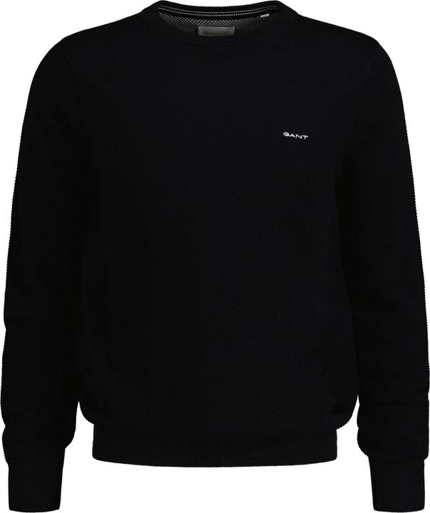 Produktbild GANT Cotton Pique Pullover Crew Neck Black (S, L, 3XL)