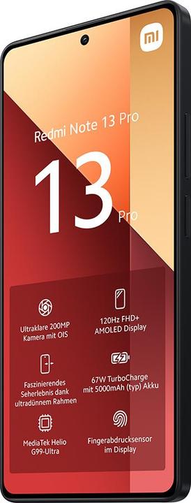 Actual product image Xiaomi Redmi Note 13 Pro (512 GB, Midnight Black, 6.67", Hybrid Dual SIM, 200 Mpx, 4G)