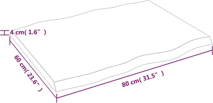 Image du produit VidaXL Tischplatte 80x60x4 cm Massivholz Eiche Behandelt (80 x 60 x 4 cm)