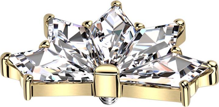 Produktbild Star Piercing Dermal Anchor Fächer vergoldet fünf Diamant Kristalle silber (ohne Messing, Titan G23)