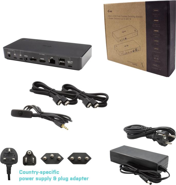 Produktbild i-tec USB-C Dual KVM Display Docking Station 4K (USB-C, 9 Ports)