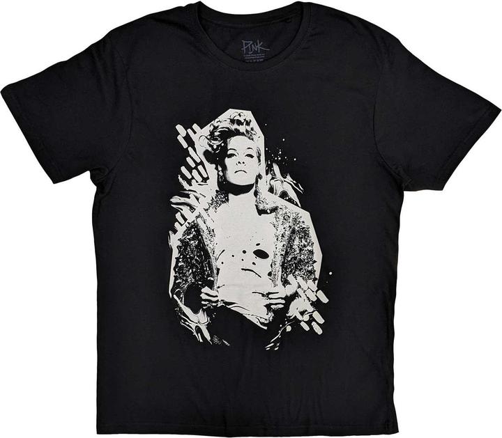 Actual product image P!nk Unisex Adult Painted Effect Cotton T-Shirt (L)