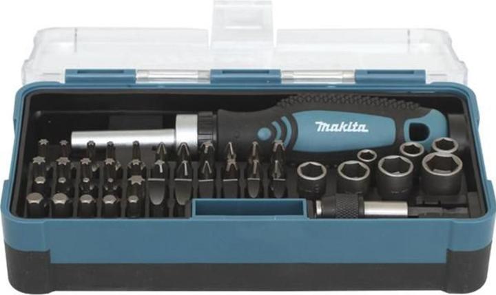 Makita Ratschen und Bit-Set (Innensechsrund TX M10, Innensechsrund TX M15, Innensechsrund TX M20, Innensechsrund TX M30, Kreuz Phillips PH M1, Kreuz Phillips PH M2, Kreuz Pozidriv PZ M1, Kreuz Pozidriv PZ M2, Kreuz Phillips PH M3, Innensechsrund TX M40)