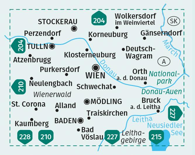Actual product image KOMPASS Hiking Map Set 205 Vienna Umg
