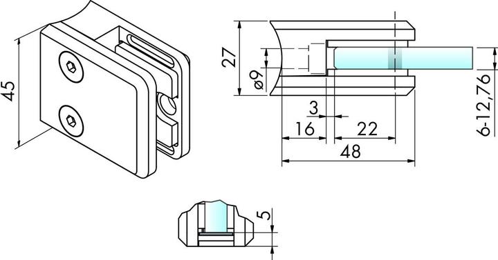Actual product image Pauli+Sohn Glass clamps zinc 48/45 mm (4 pcs.)