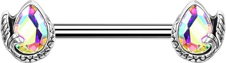 Produktbild Star Piercing Barbell silber Meerjungfrau Kristalltropfen multicolor (Messing, Chirurgenstahl 316L)