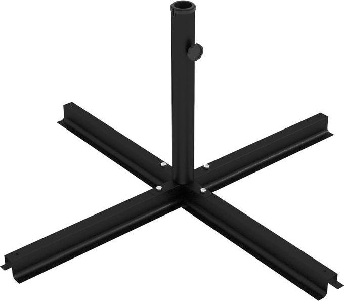 Swisshandel24 Support en croix 4 kg Ø38 à 48 mm, pour parasol, métal, noir 100 x 100 x 75 cm