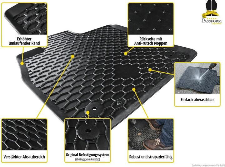 Actual product image Walser Rubber mats for Toyota Camry (XV50) BJ 2011 - today (2 front mats + 2 rear mats)