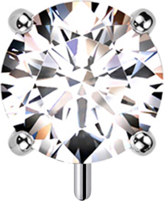 Produktbild Star Piercing Threadless silber dick front mit Kristall silber gefasst (ohne Messing, Titan G23)