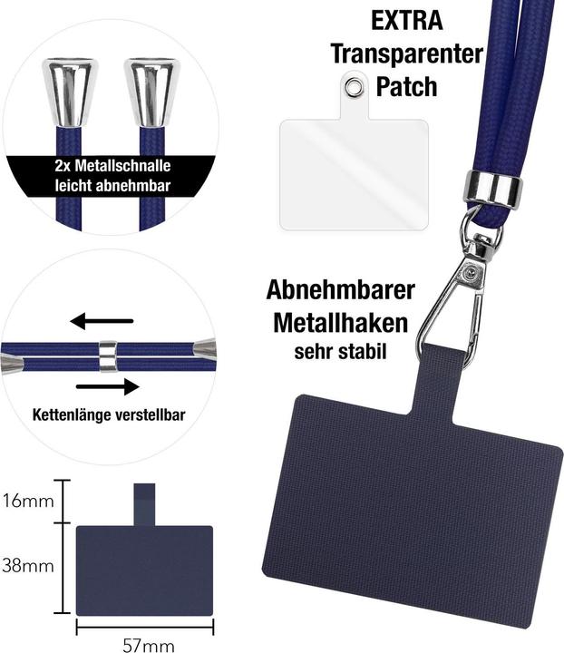 Image du produit Nalia Chaîne universelle pour téléphone portable à porter autour du cou avec pad