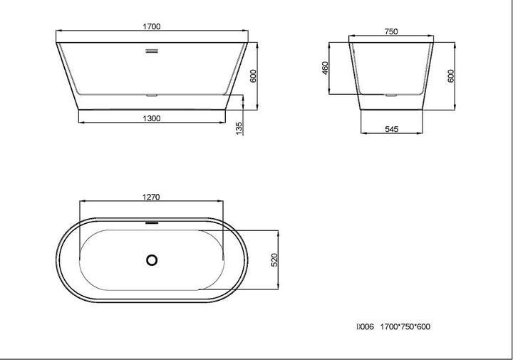Actual product image Jet-Line Bathtub LAUSANNE white 170x80 cm (170 cm, 80 cm)