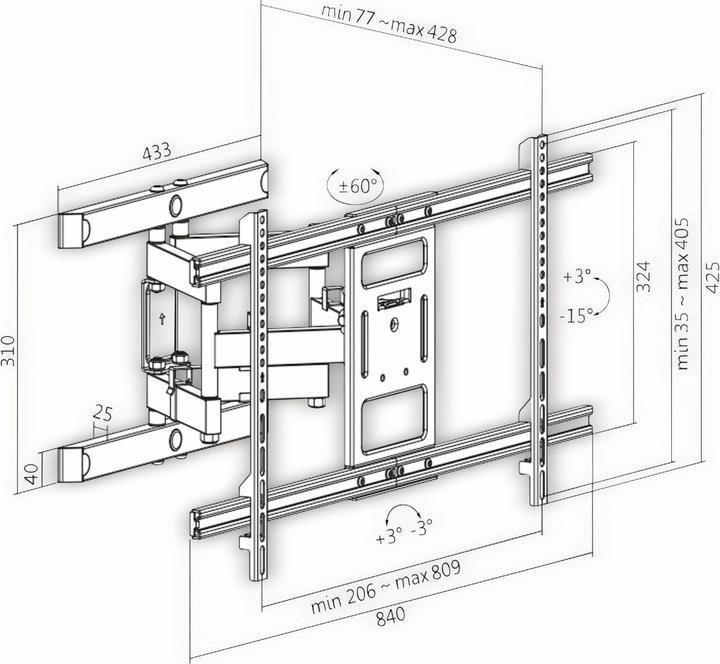 Immagine prodotto LogiLink Supporto a parete per TV, 4390", inclinabile, girevole, 60 kg max. (Muro, 90", 60 kg)