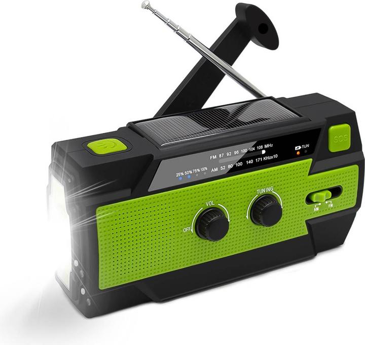 Productafbeelding Grafner Zwengelradio Solar USB LED Batterij Camping Survival Noodradio KR11064 (AM, FM)