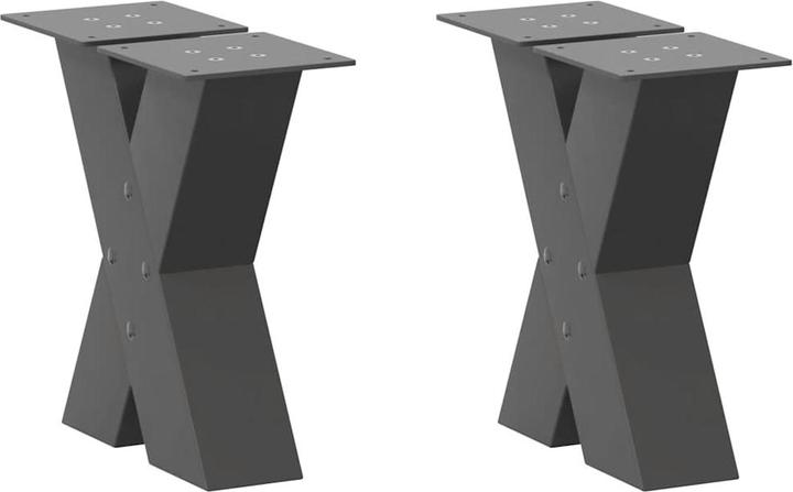 Actual product image VidaXL Coffee table legs X-shape 2 pcs. Anthracite 30x(30-31) cm steel table leg