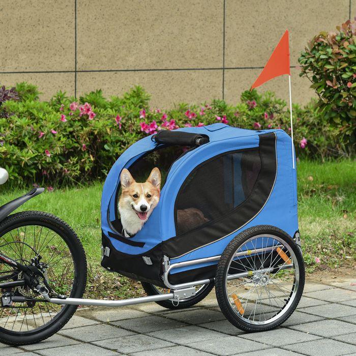 Image du produit Swisshandel24 Remorque pour chien Remorque pour vélo Transporteur pour chien Remorque pour vélo Bleu+Noir 130 x
