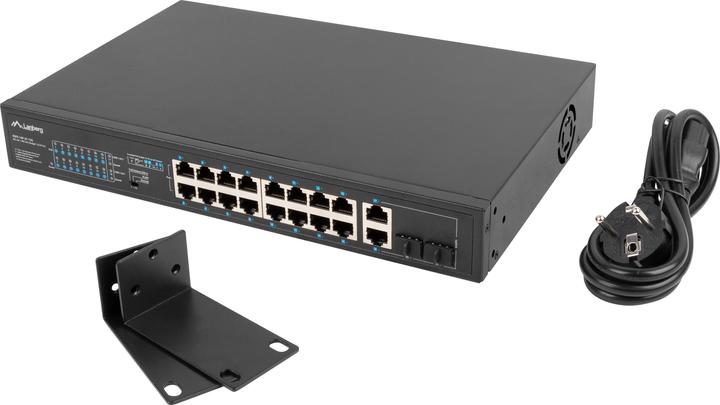 Actual product image Lanberg Switch rack 19 POE+ 16x 100MB /2X COMBO GIGABIT ETHERNET 150W (18 Ports)