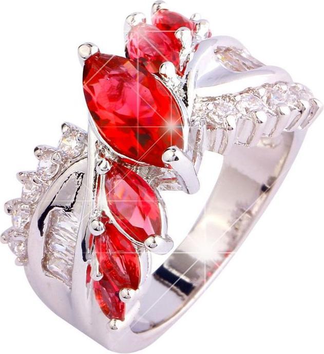 Produktbild Hermex versilberter Ring mit Ruby Spinel / Zirkonia - Gr. 62 / Size 10 (62)
