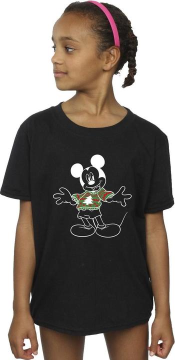 Actual product image Disney Girls Mickey Mouse Xmas Jumper Cotton T-Shirt (140, 146)