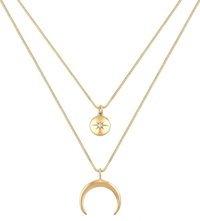 Immagine prodotto Elli Collana Strato Mezzaluna Stella Piastra Zirconia Argento 925 (Argento 925, Zirconia, 45 cm)