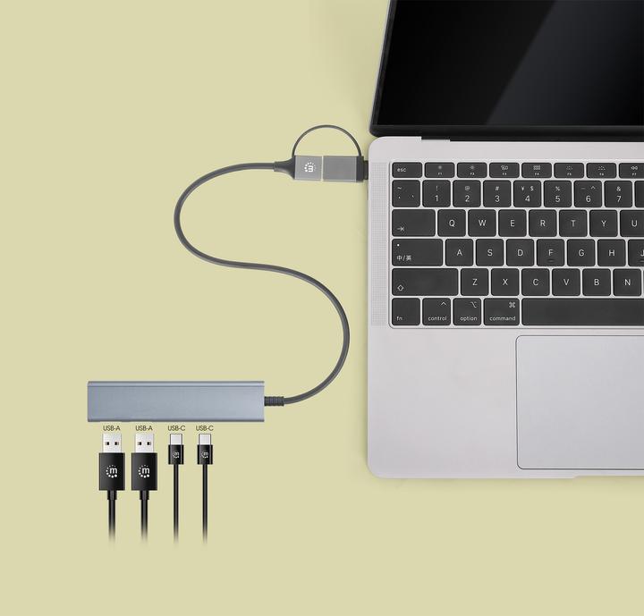 Produktbild Manhattan 4-Port USB 3.0 Typ-C / Typ-A Kombo-Hub 2x2 (USB-C, 4 Ports)