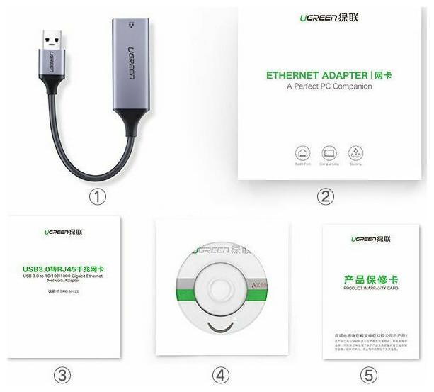 Produktbild Ugreen Ethernet Adapter (USB, RJ45 Gigabit Ethernet (1x))