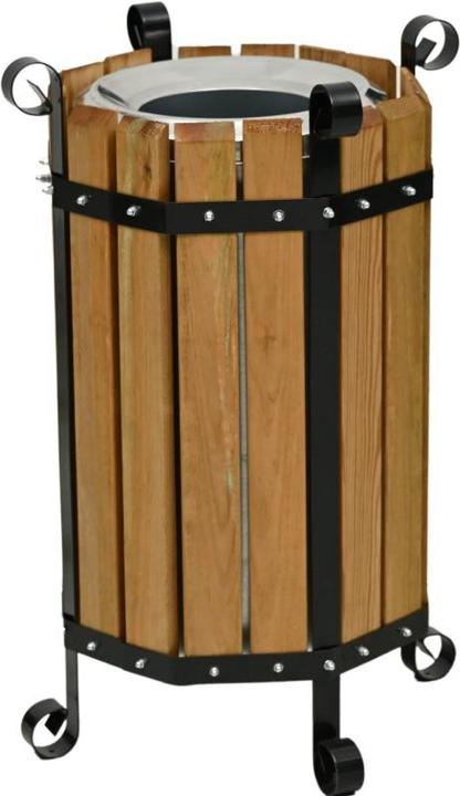 Actual product image Aristar Open waste bin with wooden panelling (50 l)