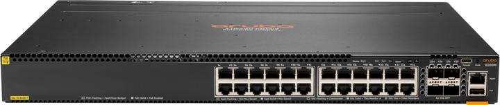 HPE E Aruba Switch, 24 Port PoE and 4 Port SFP56, Layer 3, Stackable, 1U, One Touch (24 Ports)