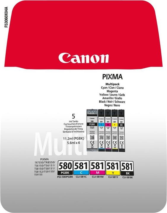 Image du produit Canon PGI-580/CLI-581 Multipack (PGBK, C, M, Y, BK)