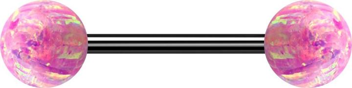 Produktbild Star Piercing Micro Barbell schwarz mit zwei Kugeln Opal pink (ohne Messing, Chirurgenstahl 316L)