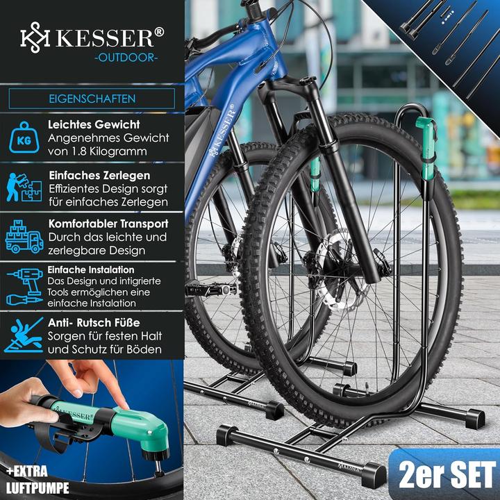 Produktbild Kesser 2er-Fahrradständer-Set mit Luftpumpe