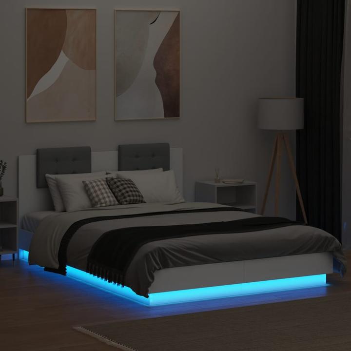 Produktbild VidaXL Bettgestell mit Kopfteil und LED-Leuchten (120 x 200 cm)
