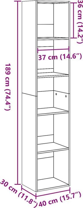 Produktbild VidaXL Bücherregal (40 x 30 x 189 cm)