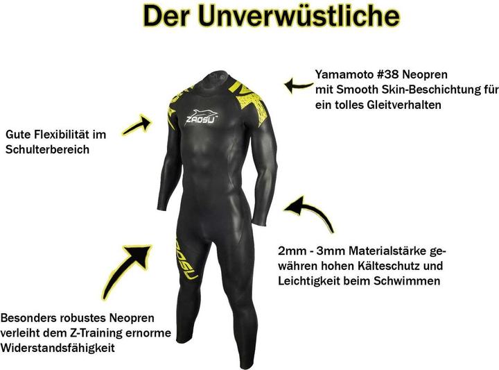 Actual product image Zaosu Combinaison de plongée pour hommes Z-Training Backzip (3/2 mm, M)